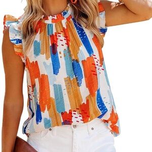 Multi-color abstract top, size S/M
